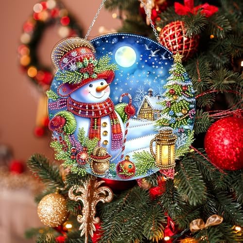 DIY Acrylic Diamond Art Painting Wreath Kit Snowman 5D