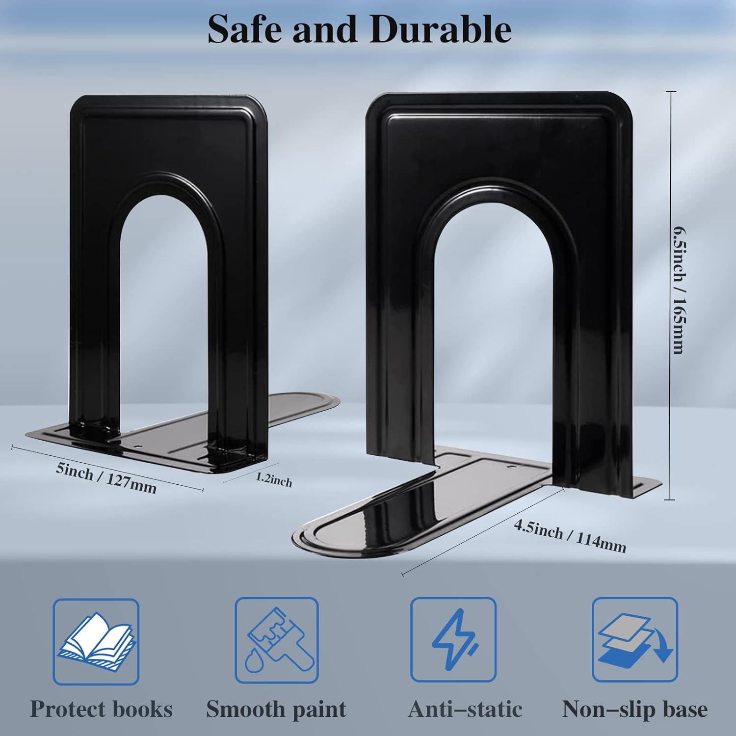 30 Pcs Black Metal Book Ends Heavy Duty