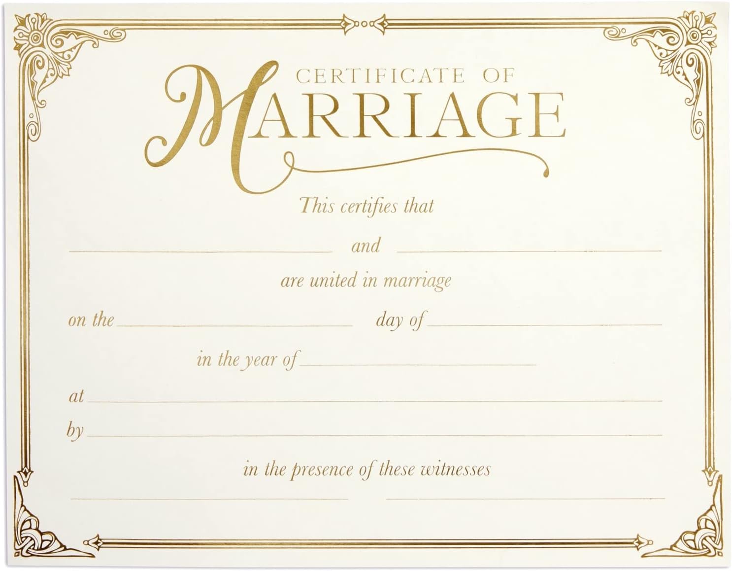 48 Pack Wedding Certificates with Gold Foil Edges