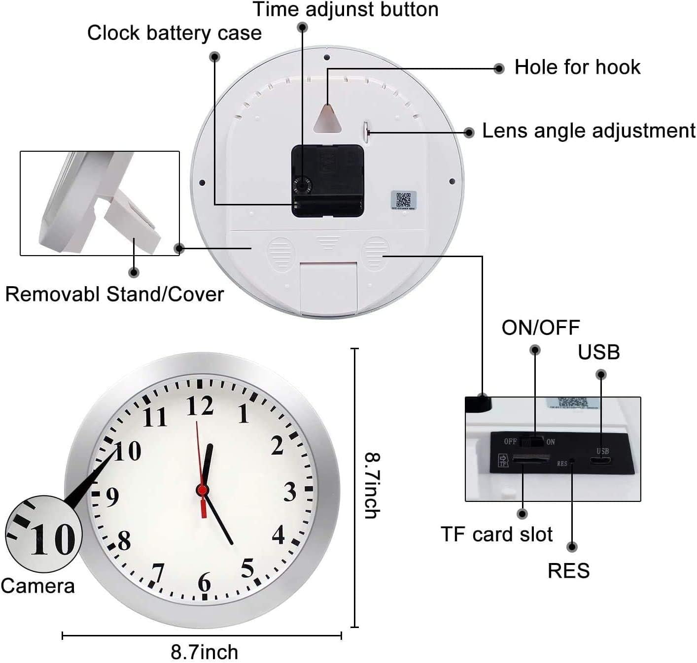 Hidden Spy Camera Wall Clock with HD WiFi and Motion Detection