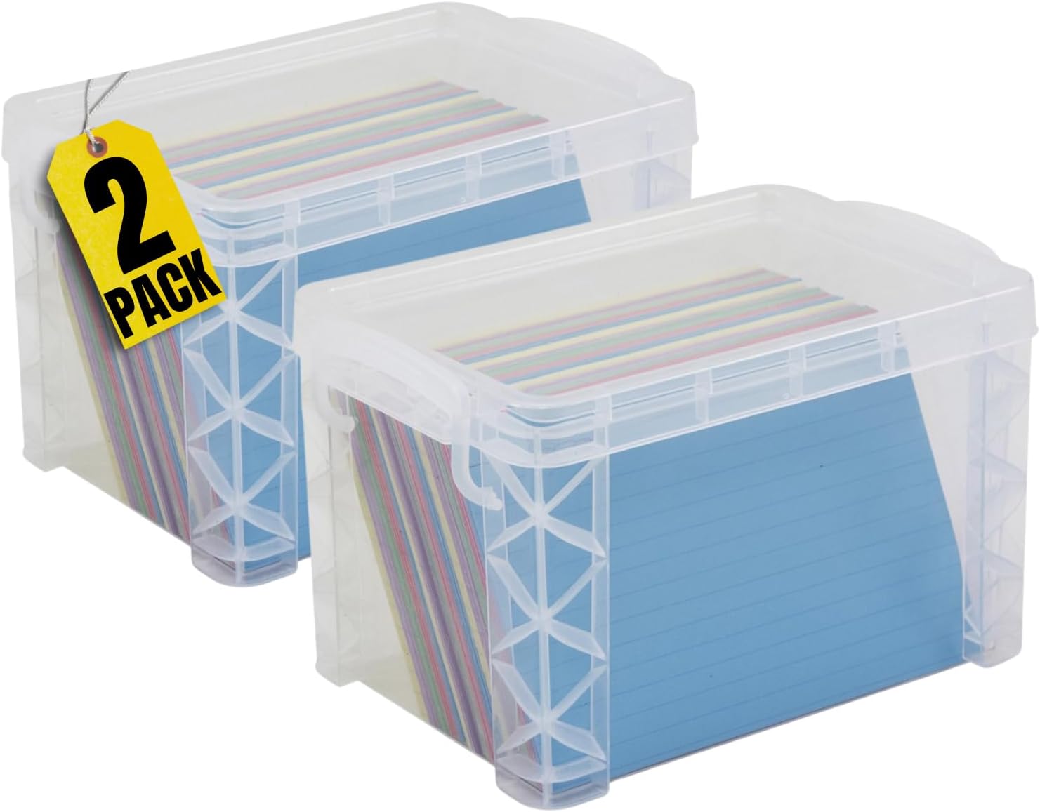 1InTheOffice Index Card Storage Box 4x6 Clear 500 Capacity 2 Pack