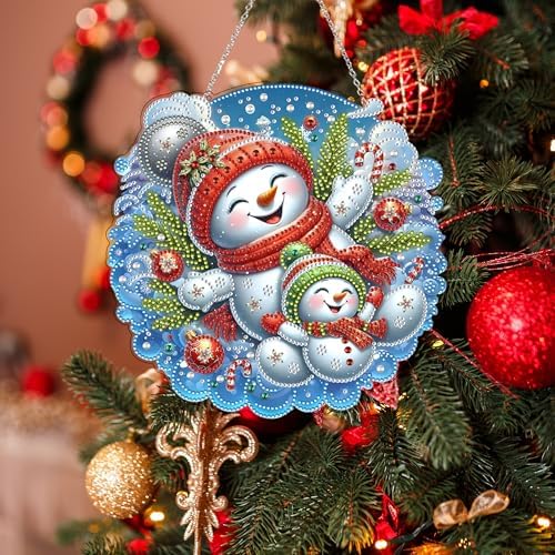 JJFox Diamond Art Painting Kit Snowman Wreath