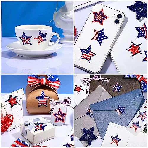 NETTEMPT Patriotic Star American Flag Stickers 500 Pcs 15 Inch