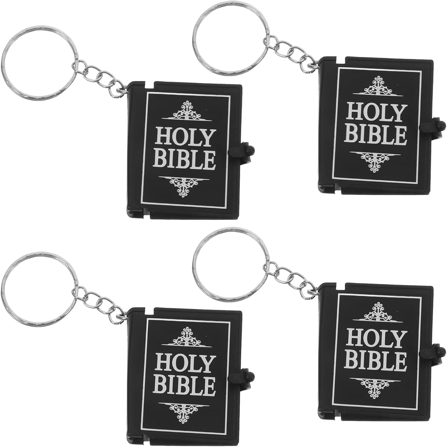 LUOZZY 12 Pcs Mini Bible Keychain Set Inspirational Church Theme Keyrings