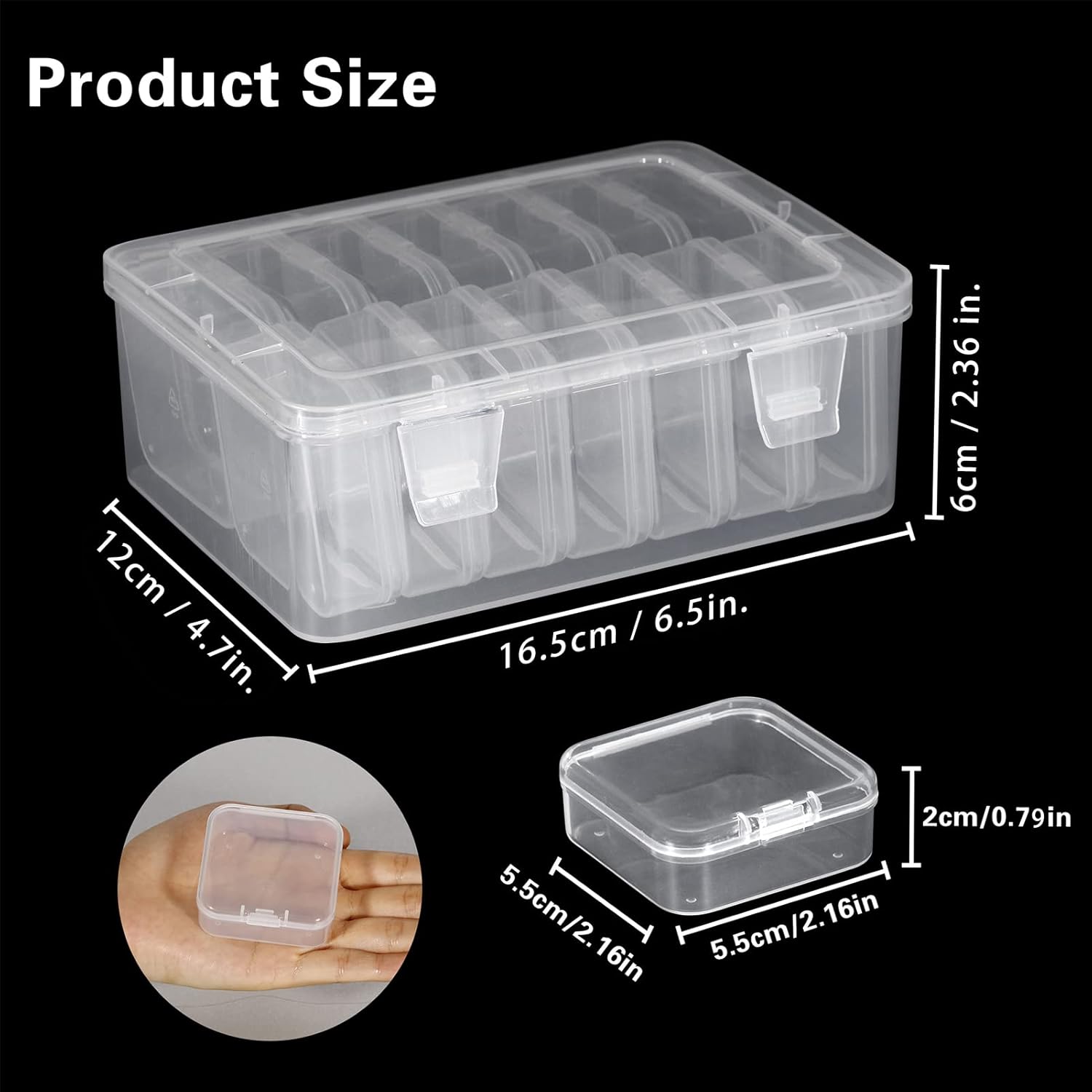 Mathtoxyz Small Bead Organizers 15 Pieces Transparent Storage Cases