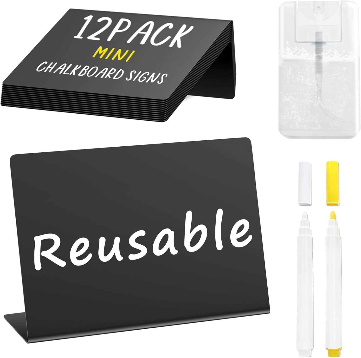 PigPotParty 12 Pcs Food Labels with Cleaning Spray and Markers