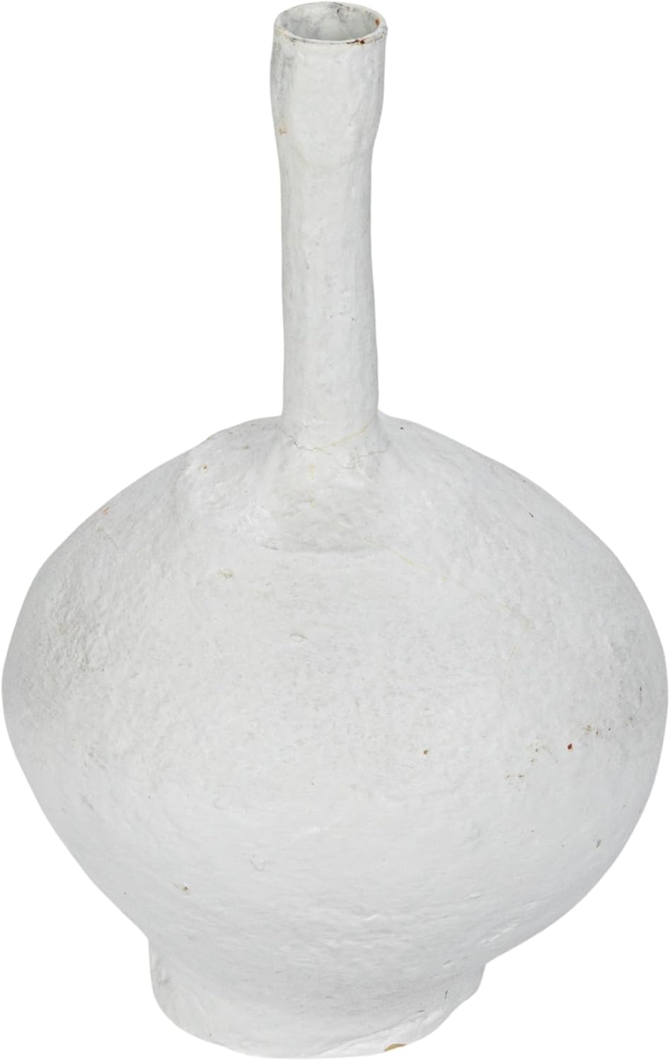 Creative Co-Op Paper Mache Taper Holder with Tall Neck and Whitewashed Finish