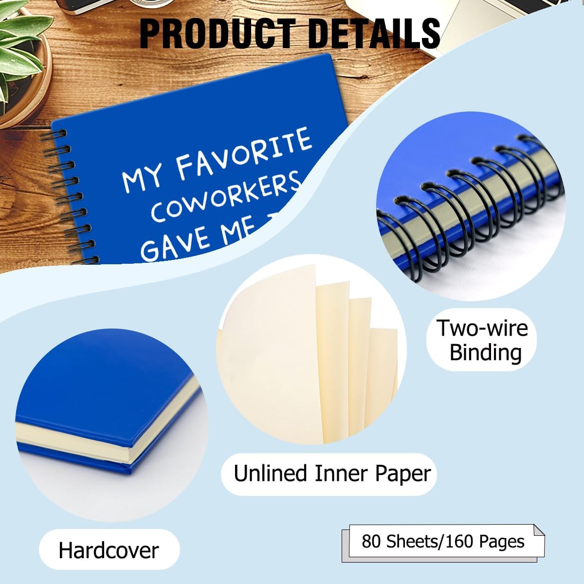 Dark Blue Spiral Notebook 160 Pages A5 Size Hardcover