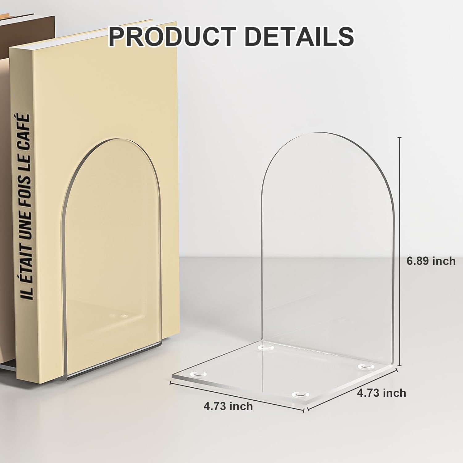 ALOTCHE Acrylic Bookends 4 Piece Clear Set