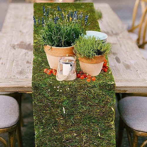 Jutom Dried Moss Table Runner for Decor and Crafts