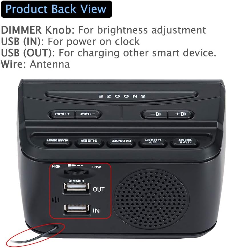 DreamSky Alarm Clock Radio with Battery Backup and Sleep Timer