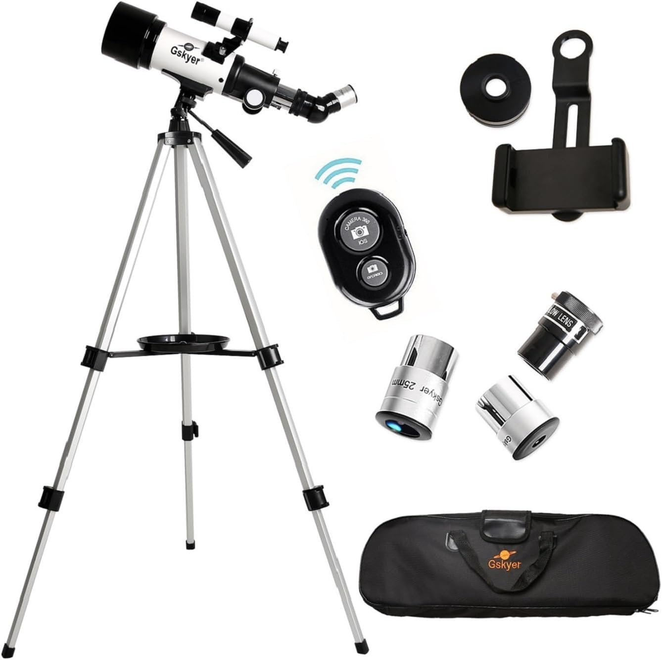 Gskyer 70mm Aperture Refracting Telescope with AZ Mount and Wireless Remote