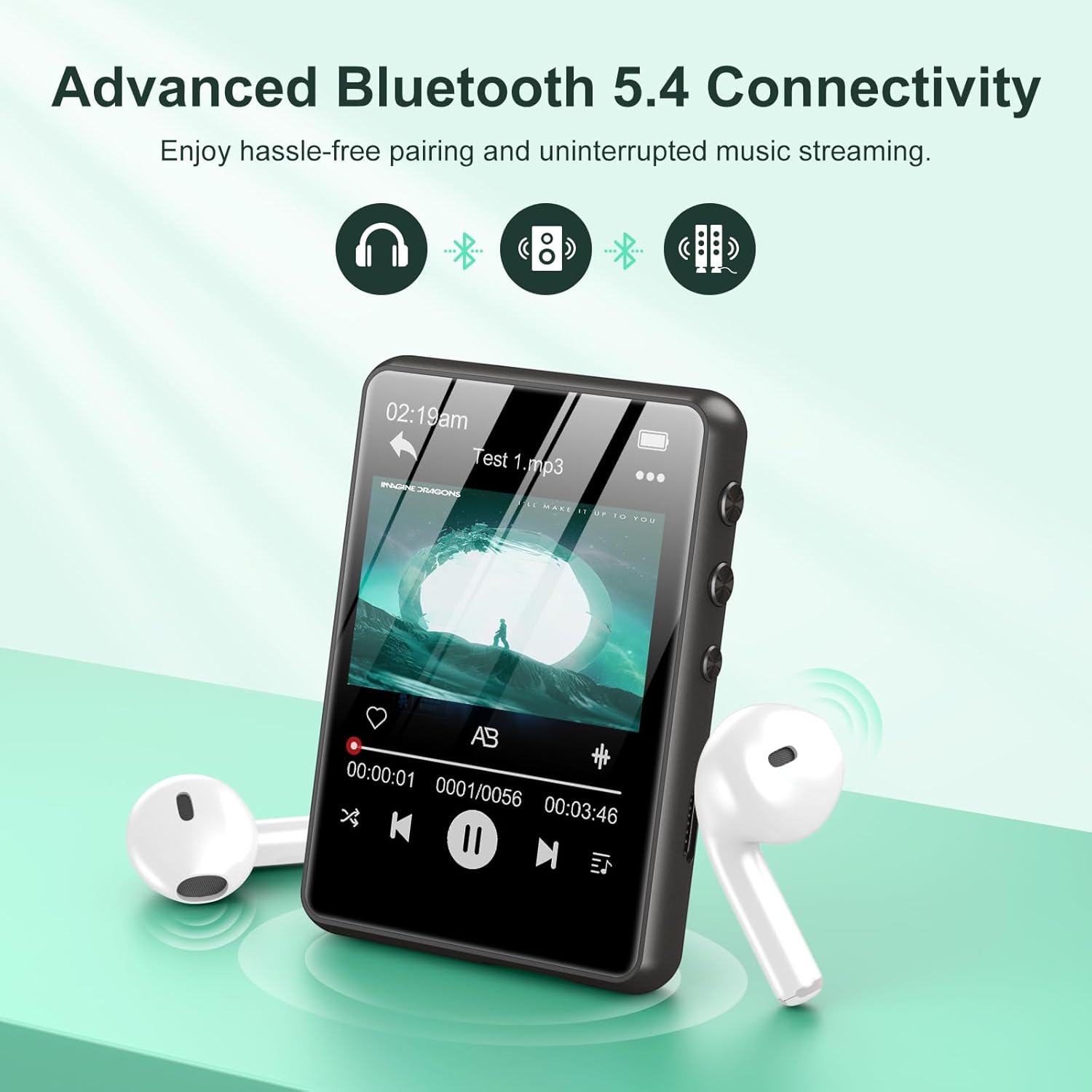 128GB MP3 Player with Bluetooth 54 and Built-in Speaker
