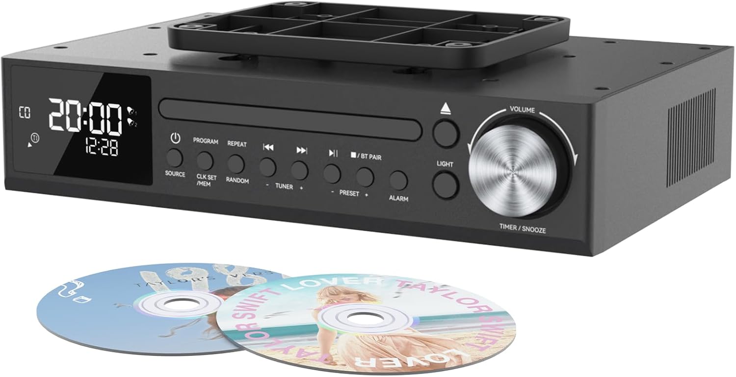 Monodeal Bluetooth CD Player with LED Light and Dual Alarm Clock
