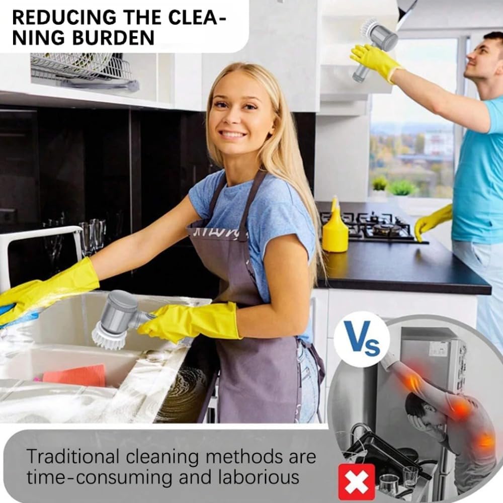 Spin Scrubber with 6 Brush Heads Multi-Purpose Electric Cleaner