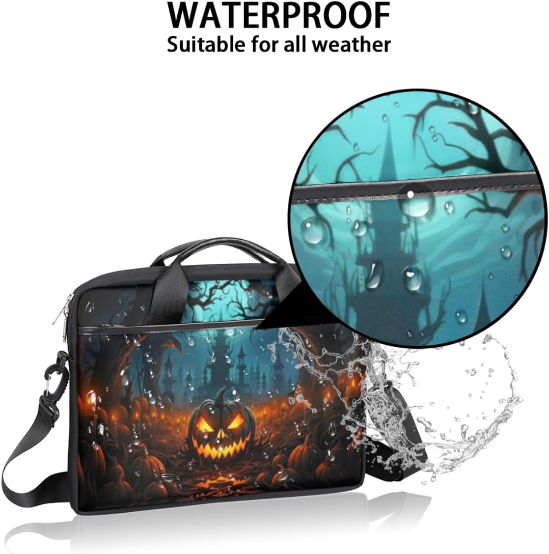 Halloween Candles Pumpkin Lantern Laptop Shoulder Bag for Men Women
