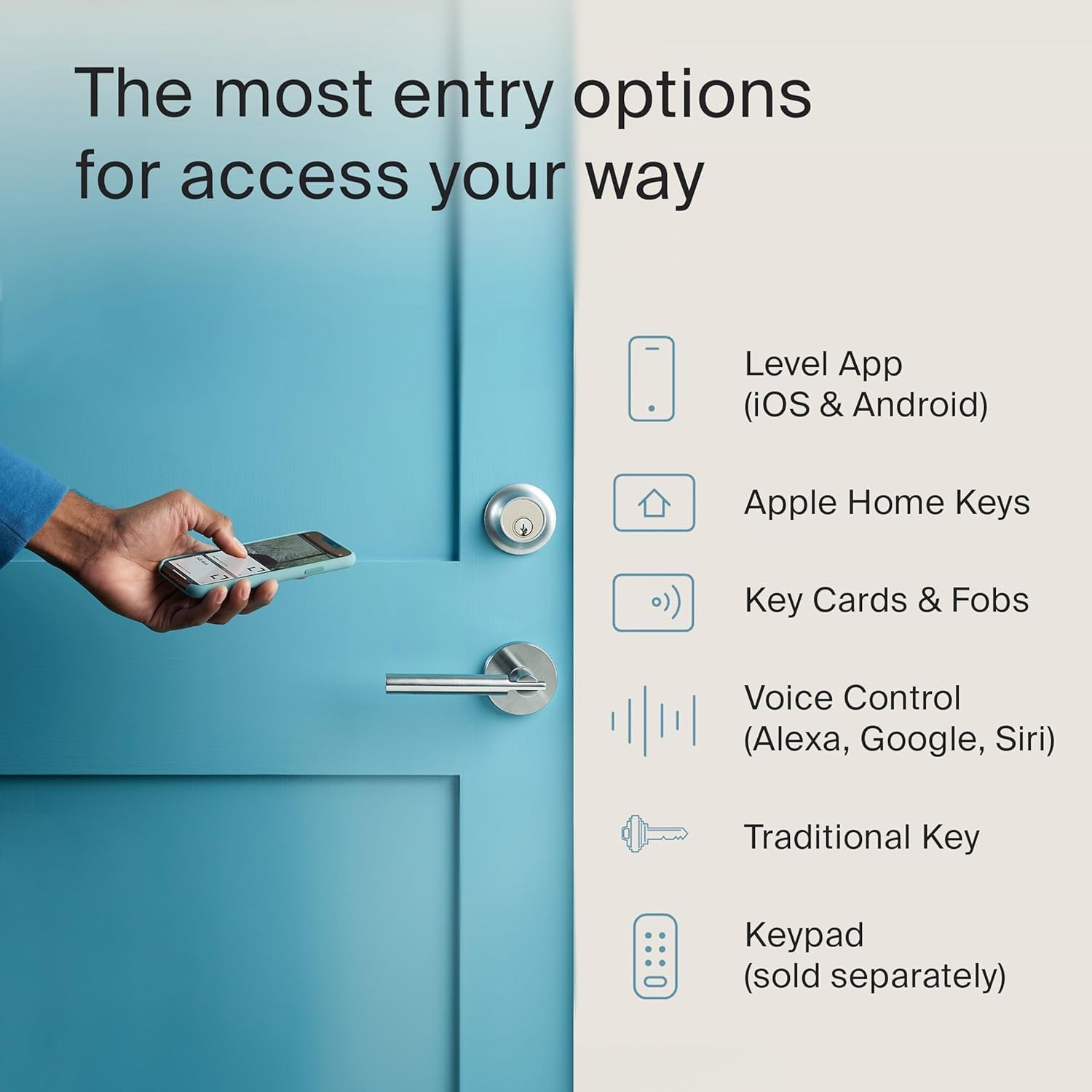 Level Lock WiFi Deadbolt Smart Lock - Matte Black