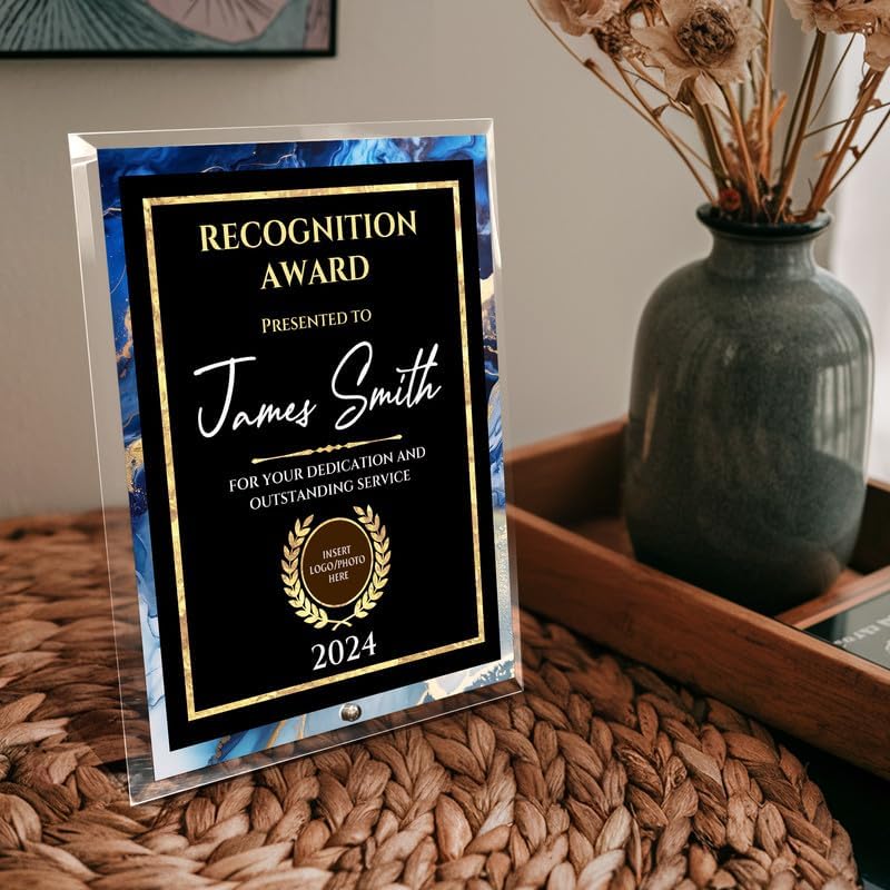 8x10 Personalized Glass Plaque for Awards and Recognition