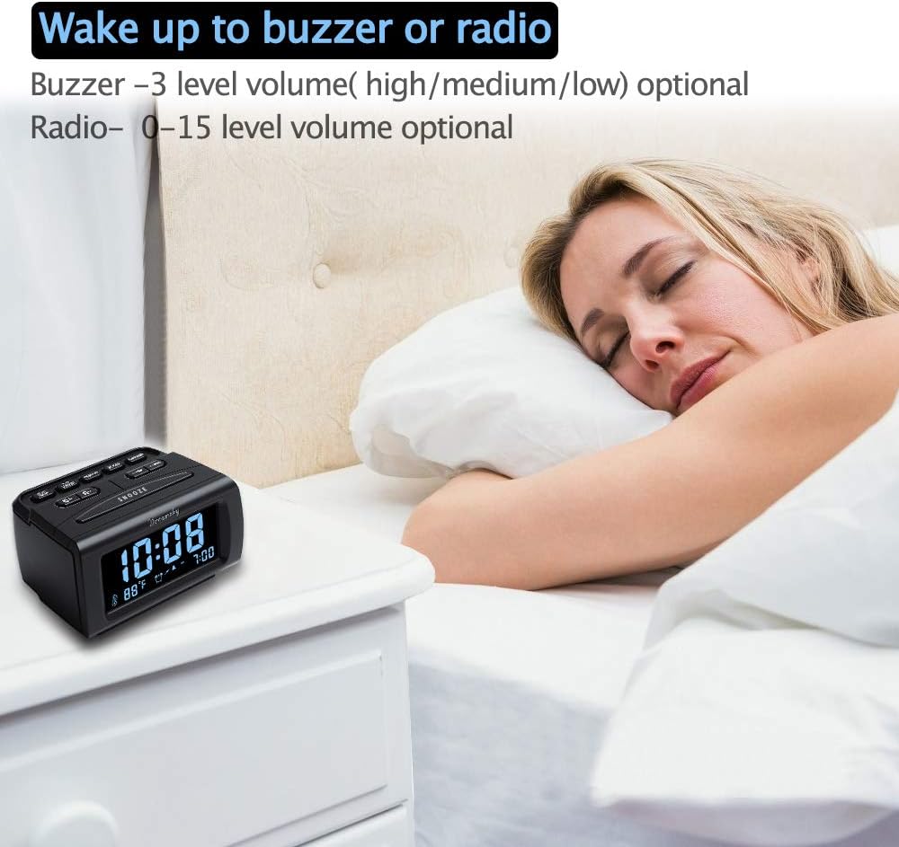 DreamSky Alarm Clock Radio with Battery Backup and Sleep Timer