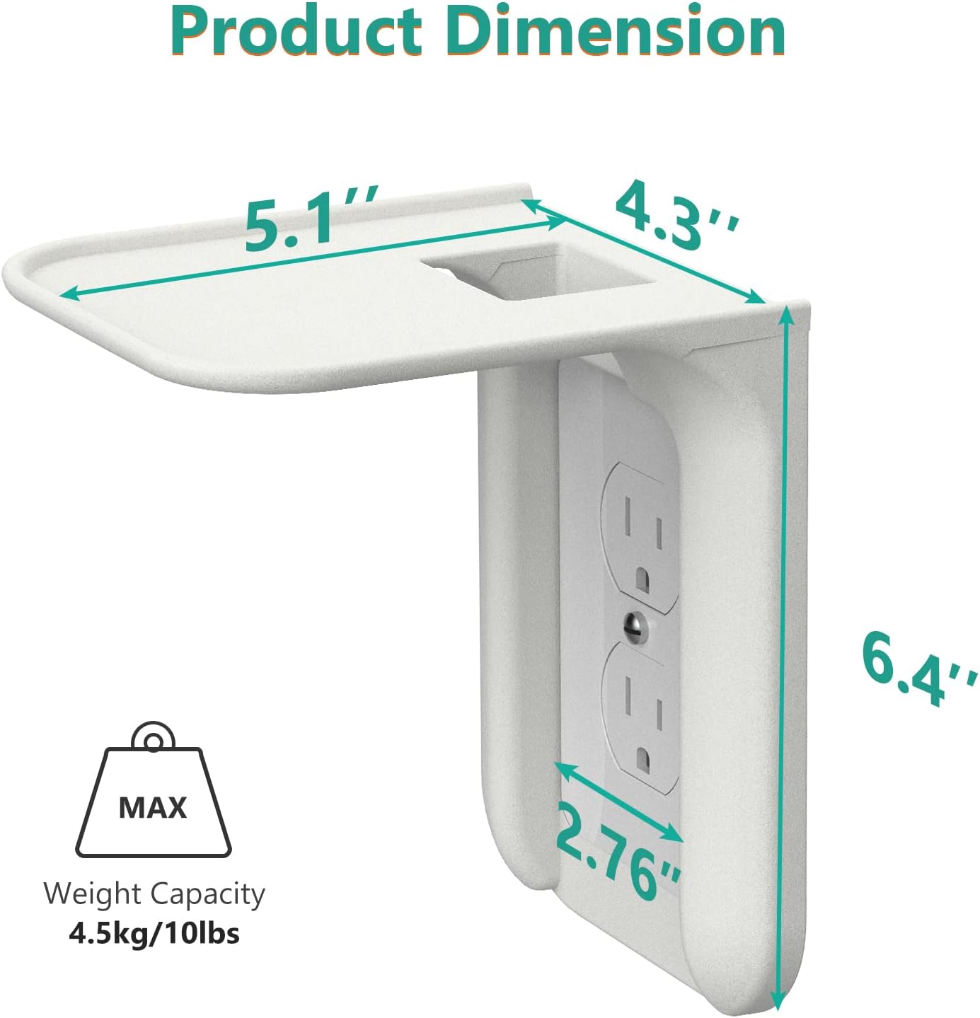 WALI Outlet Shelf Wall Holder 10lbs White