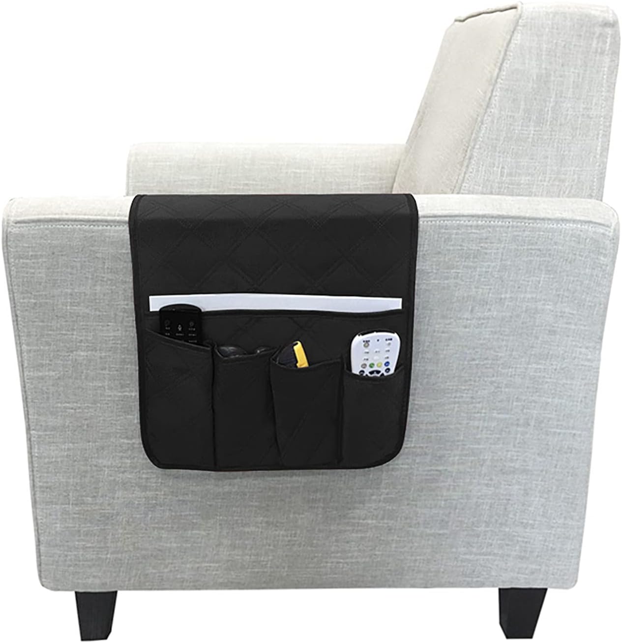 Waterproof Armrest Cover with 5 Pockets for Tablet Magazine Remote Holder
