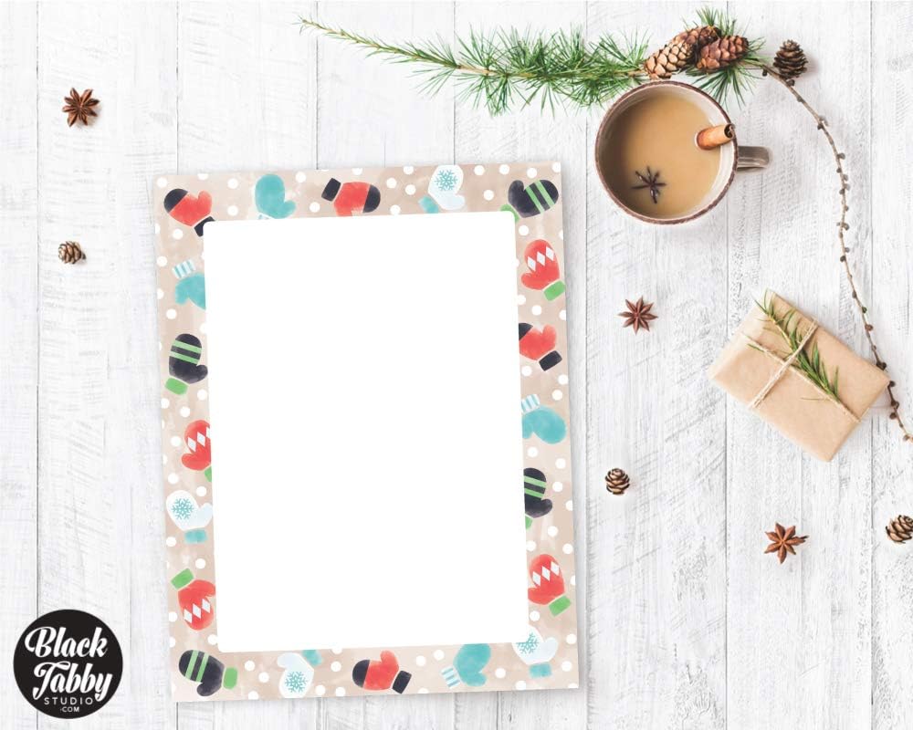 Winter Gloves Christmas Holiday Stationery 60 Sheets