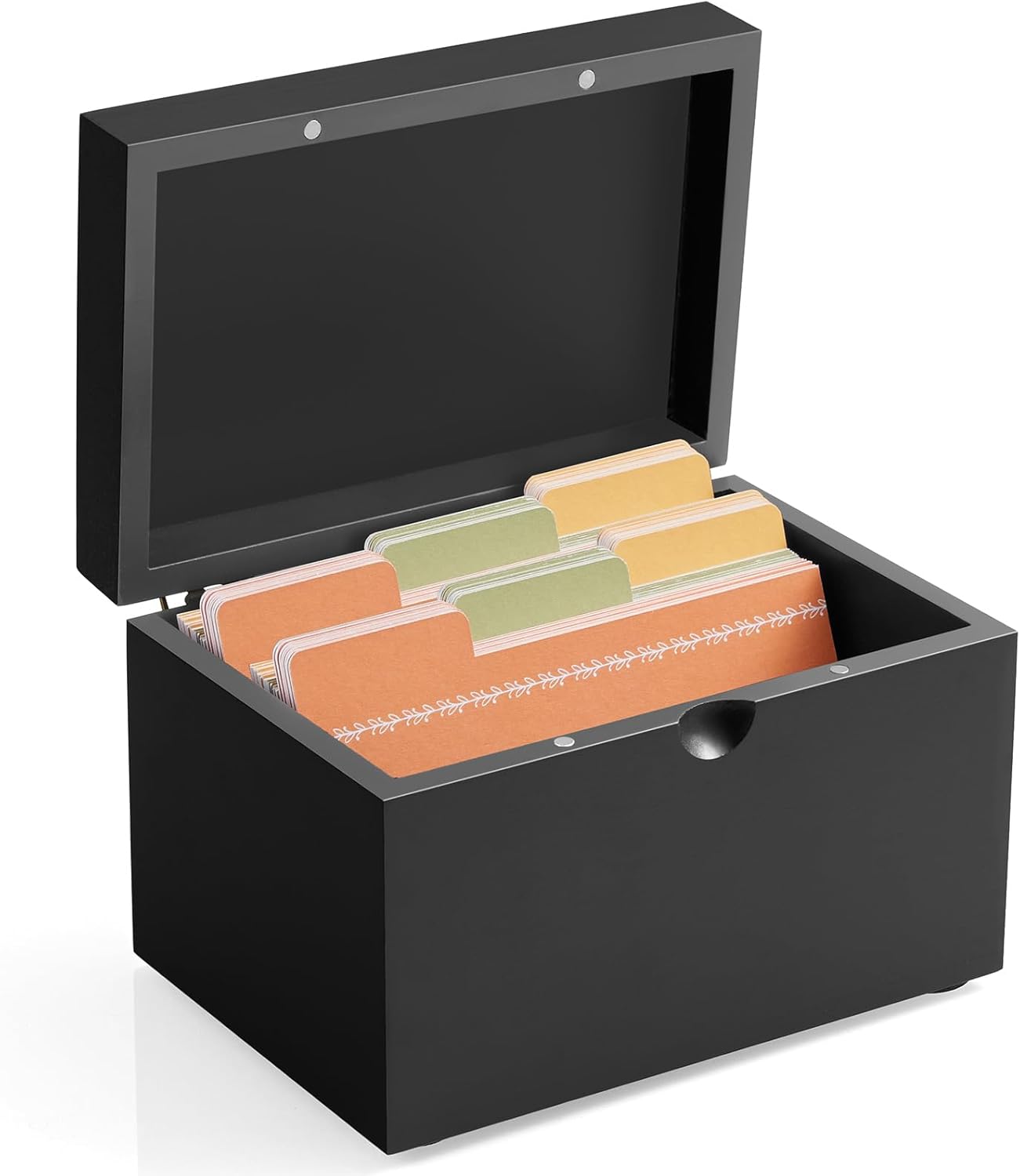 DRASTAR Index Card Holder 3x5 Wooden Box Black
