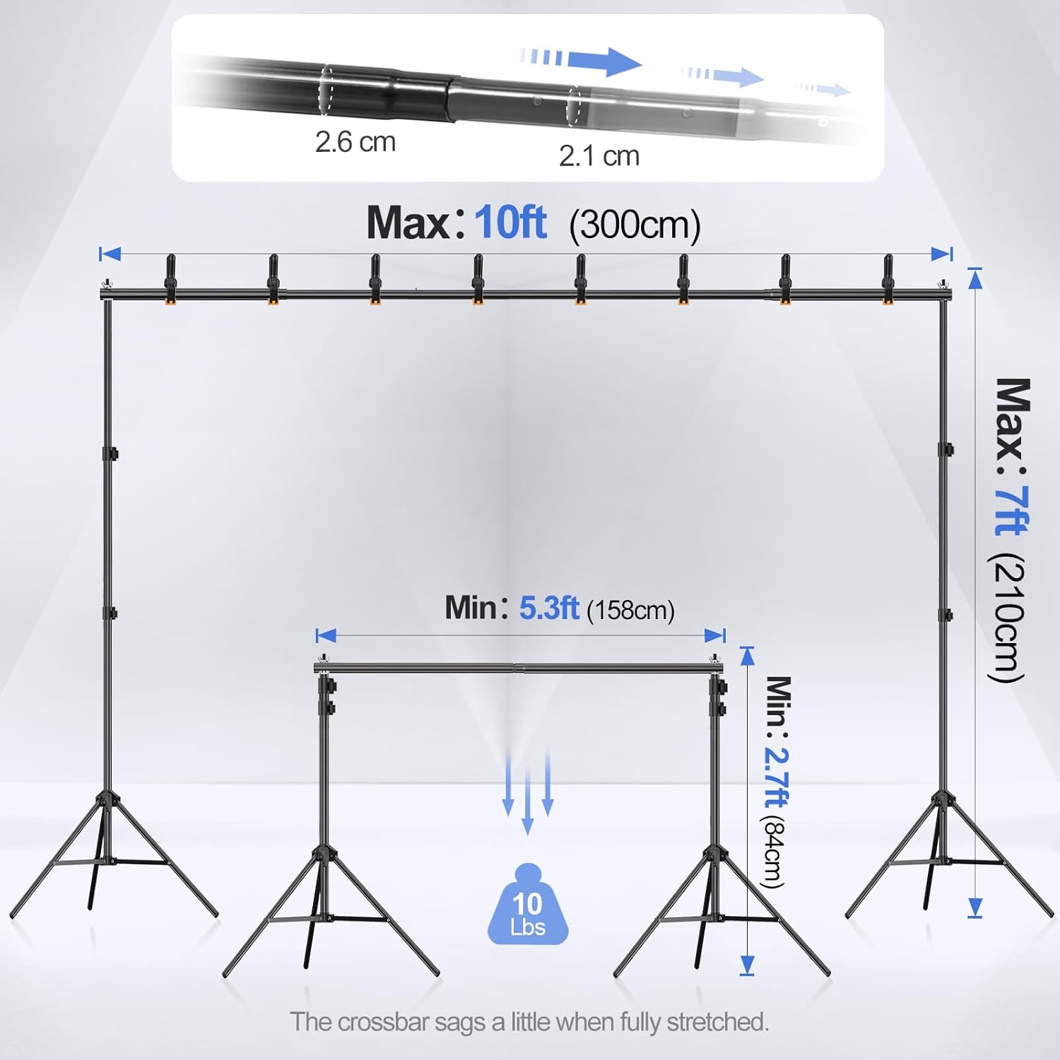 EMART 10x7ft Adjustable Photo Studio Backdrop Stand Kit