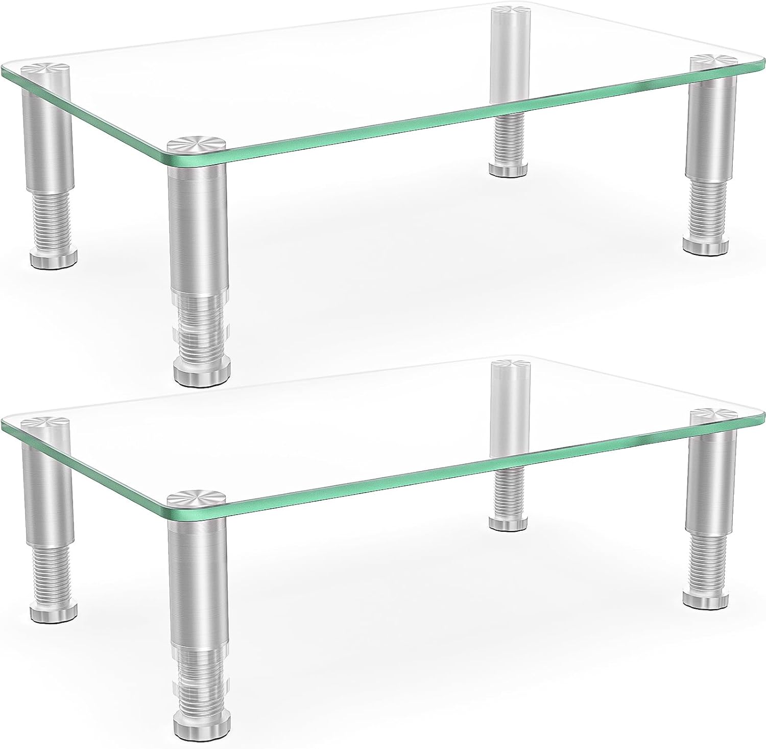 2 Pack Adjustable Monitor Riser with Tilt and Space-Saving Design