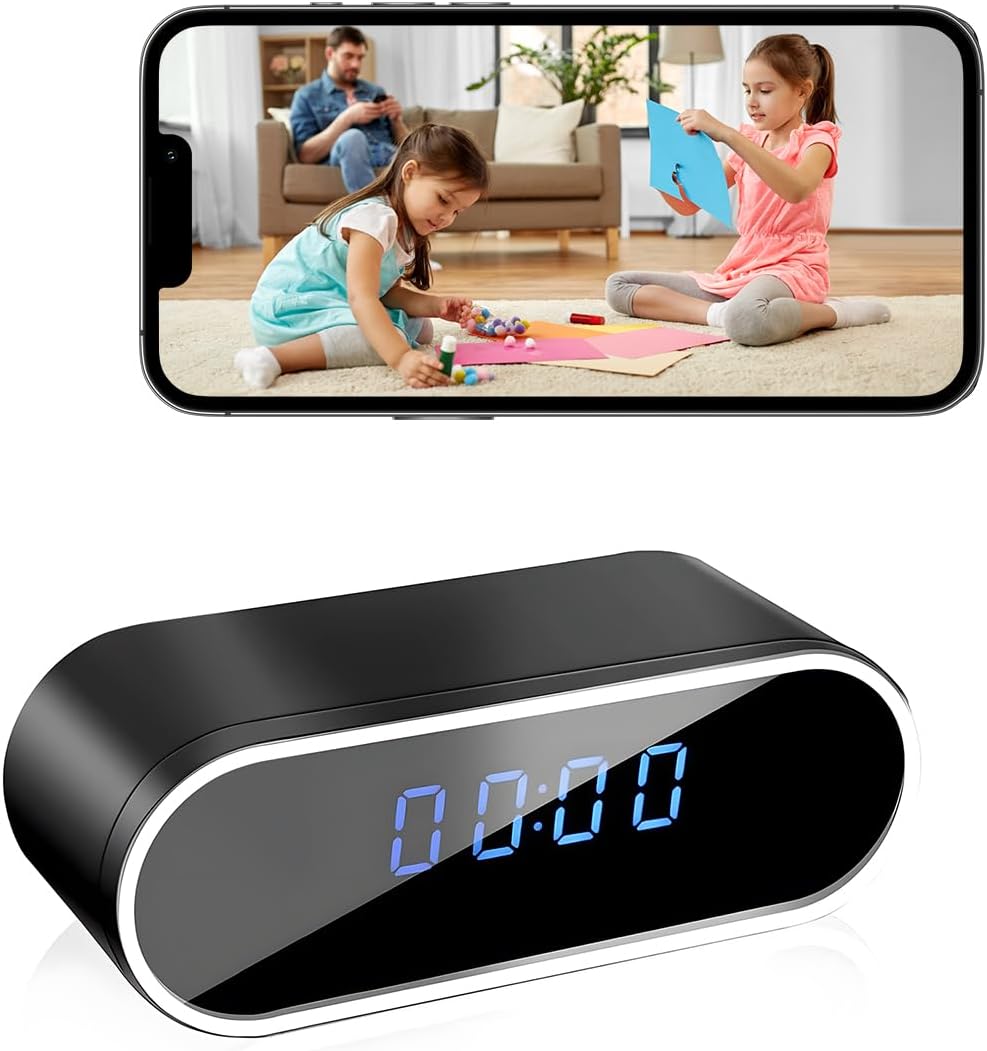 NJINALW Smart Clock Camera with Night Vision and Motion Detection