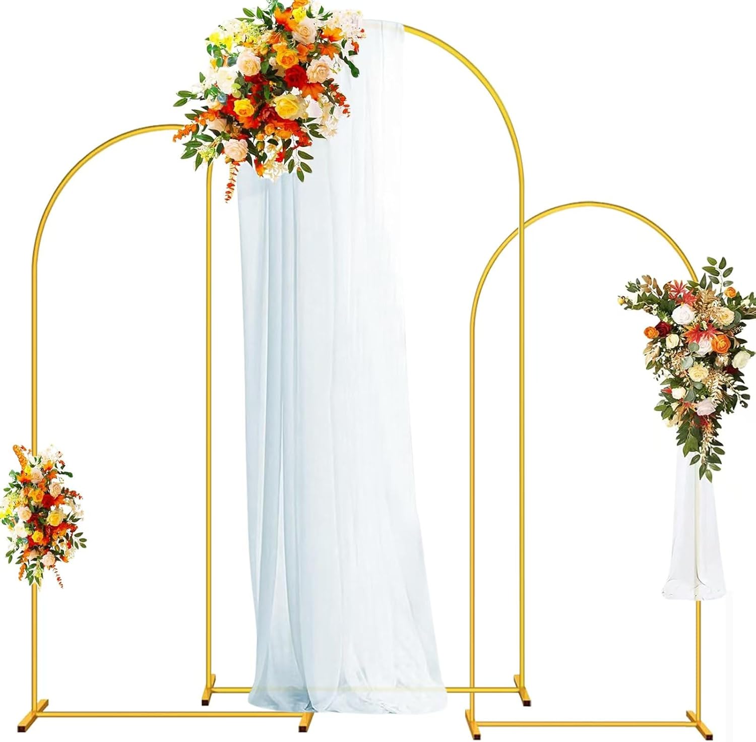 DDMY 3-Piece Gold Metal Balloon Arch Stand Set
