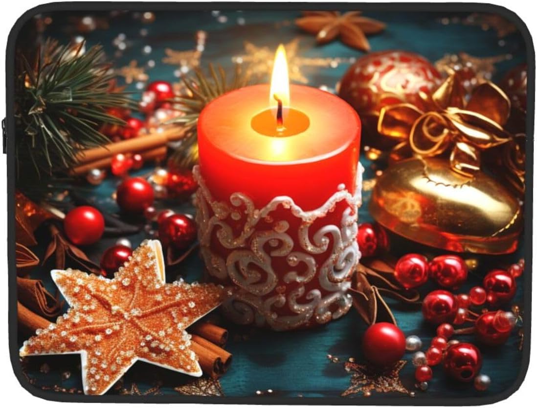OPSREY Christmas Candle Print Laptop Sleeve 15 Inch Case