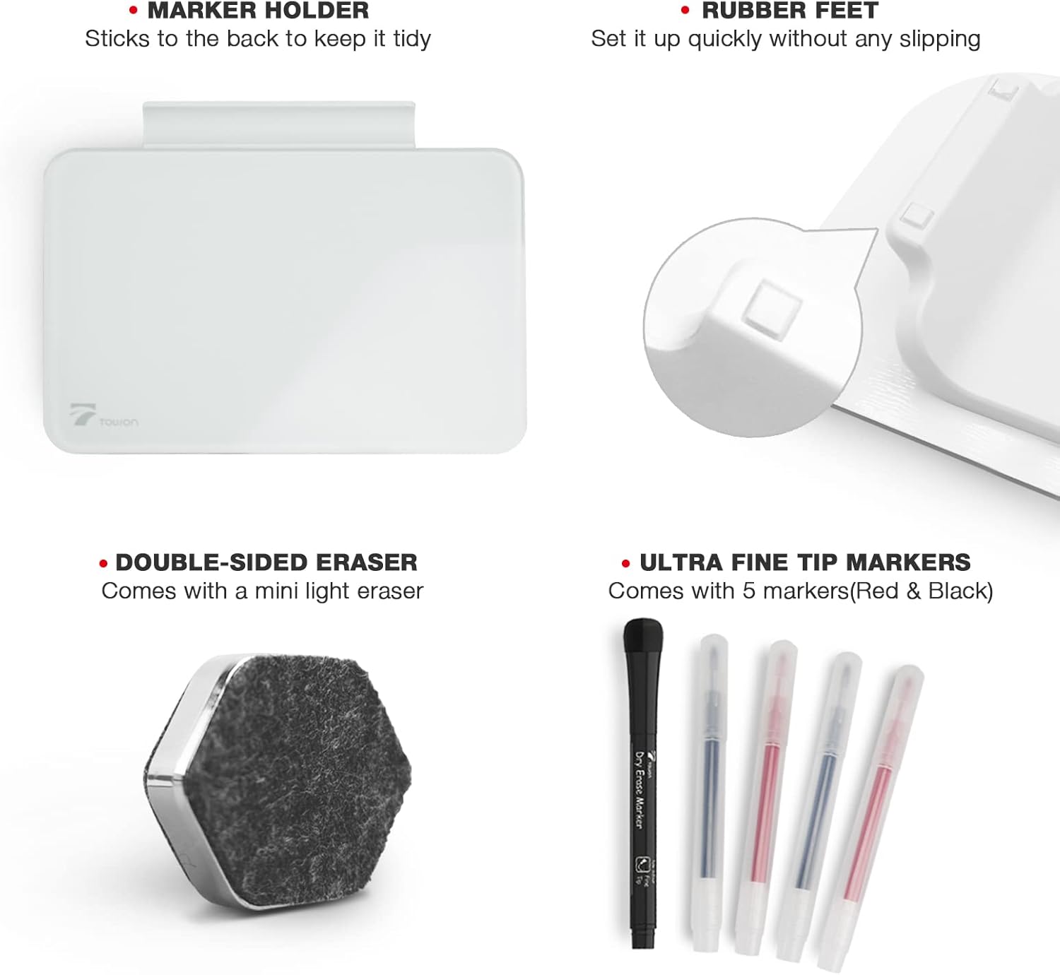 TOWON Small Glass Dry Erase Board 8x6 Inches