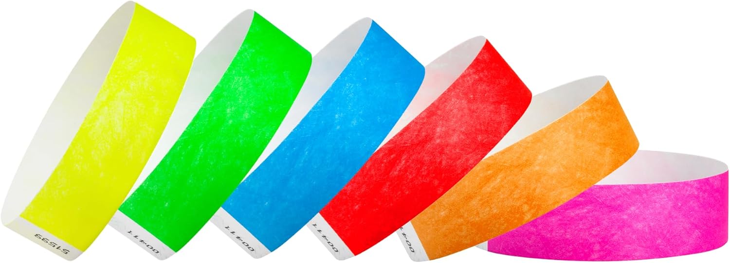 600 WristCo Tyvek Wristbands 6-Color Variety Pack