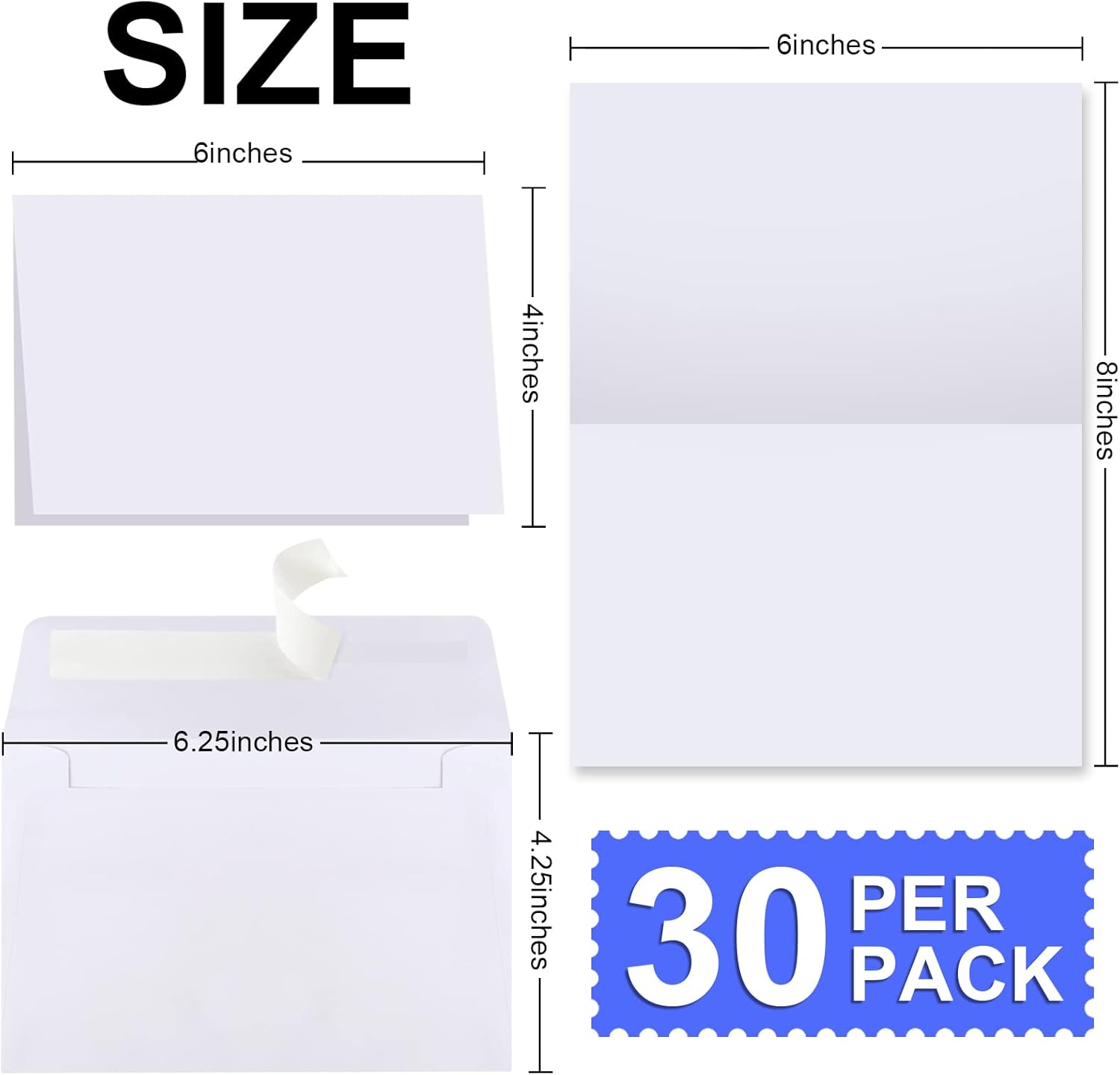 Joyberg 4x6 Blank Cards and Envelopes 30 Pack for All Occasions