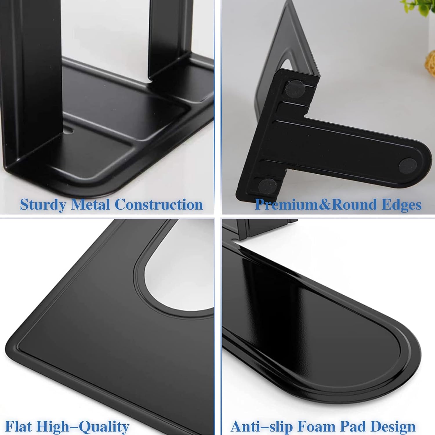 30 Pcs Black Metal Book Ends Heavy Duty