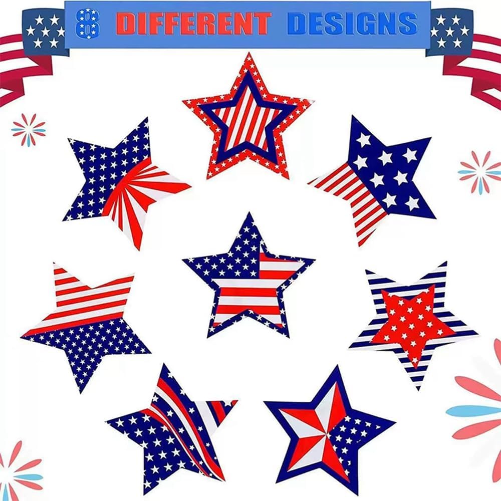 NETTEMPT Patriotic Star American Flag Stickers 500 Pcs 15 Inch
