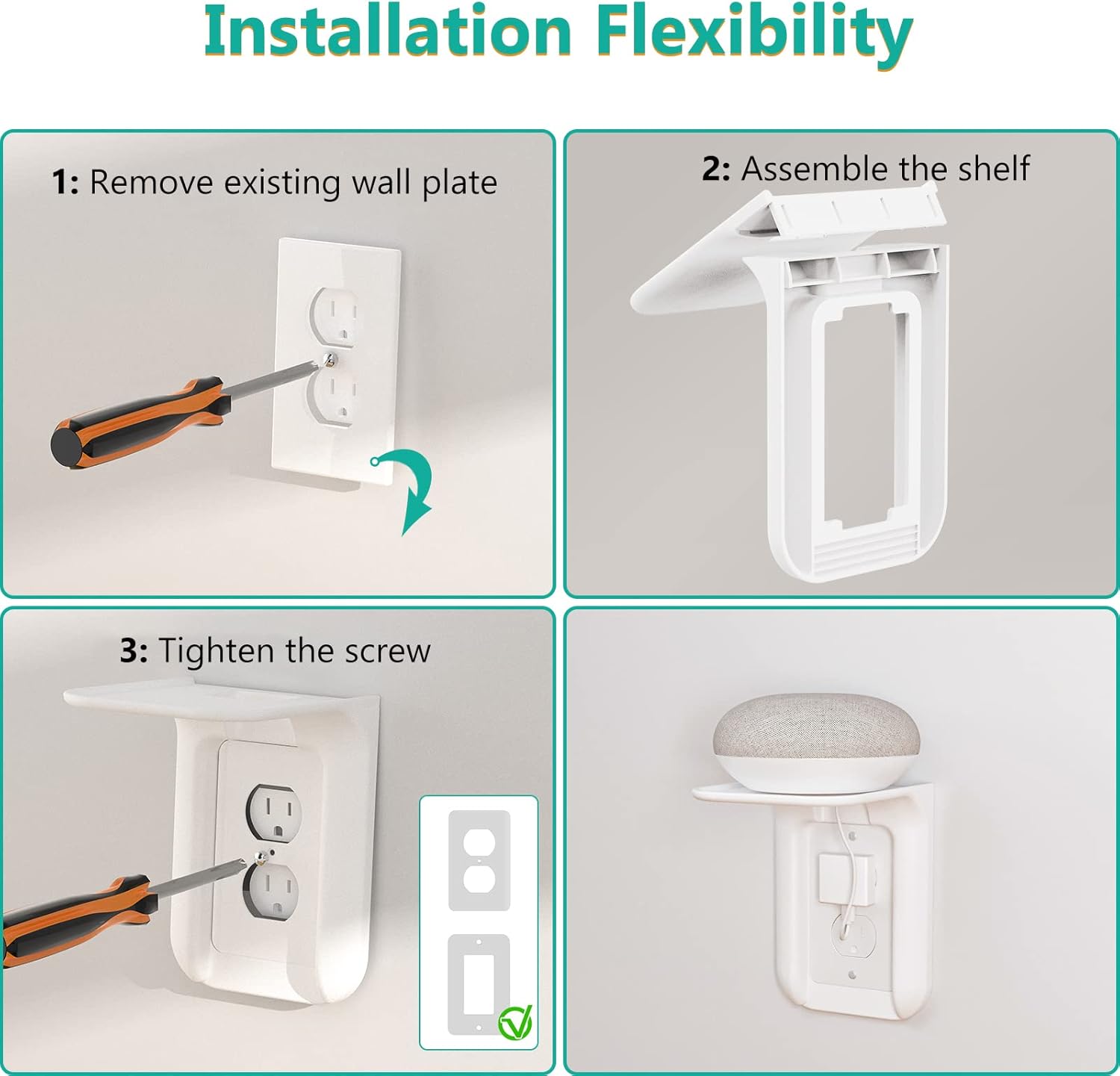 WALI Outlet Shelf Wall Holder 10lbs White