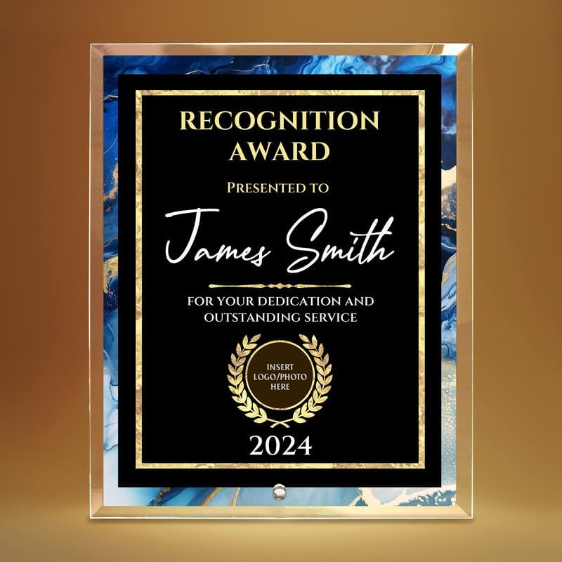8x10 Personalized Glass Plaque for Awards and Recognition