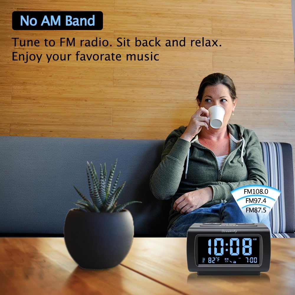 DreamSky Alarm Clock Radio with Battery Backup and Sleep Timer