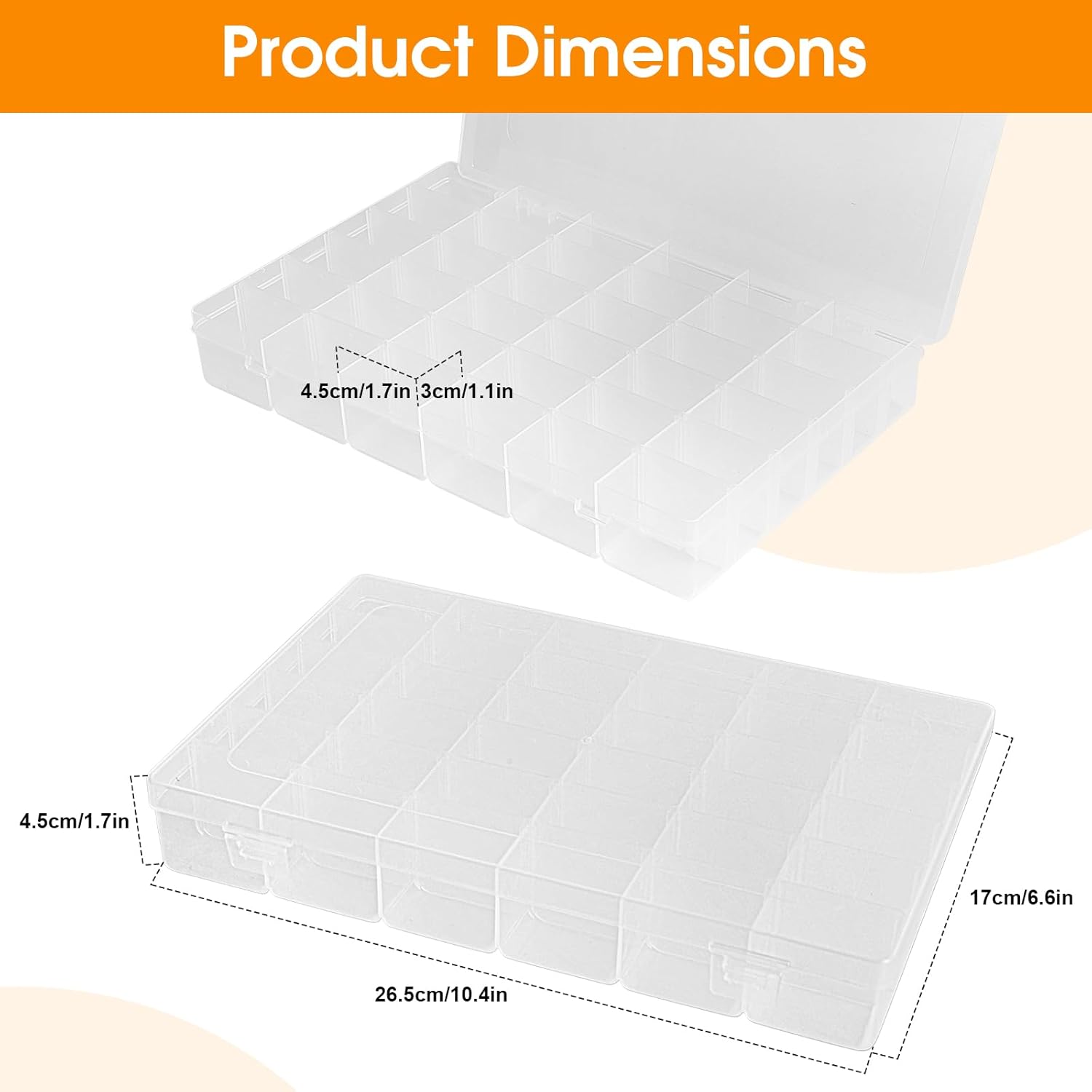 2 Pack Piping Tip Organizer Box with 36 Grids and Adjustable Dividers