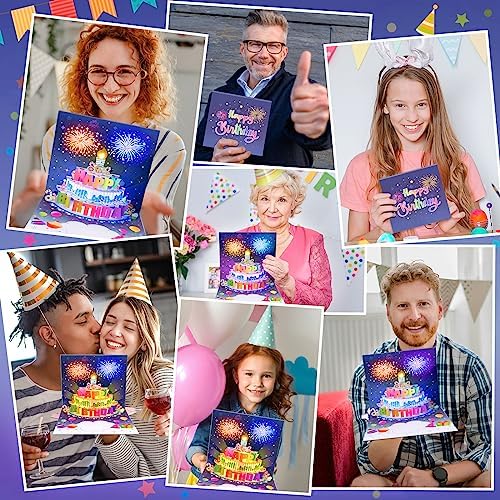 INPHER Birthday Card with Fireworks Pop Up Light Music