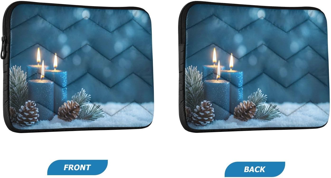Blue Christmas Candles Laptop Sleeve for 13-14 Inch Laptops
