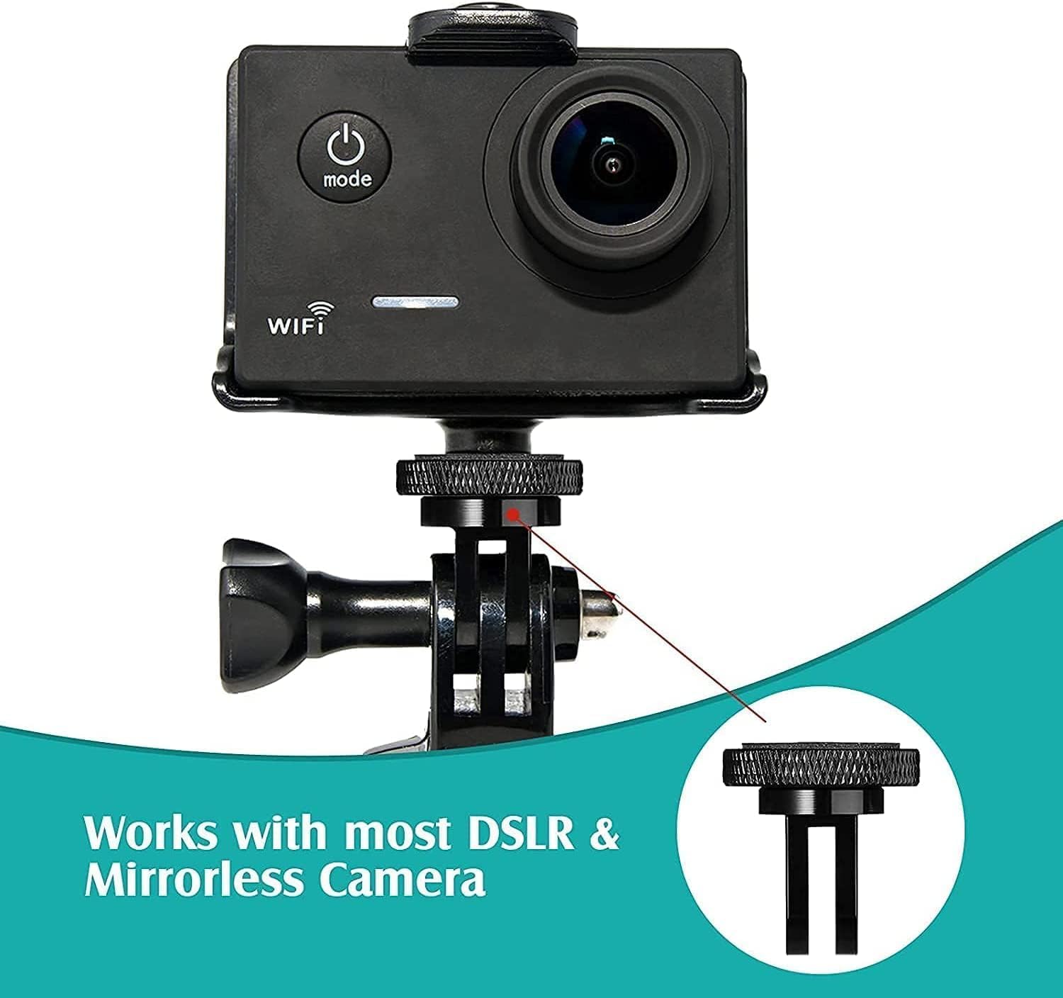 Aluminum Camera Mount Adapter 14-20 for GoPro and Insta360