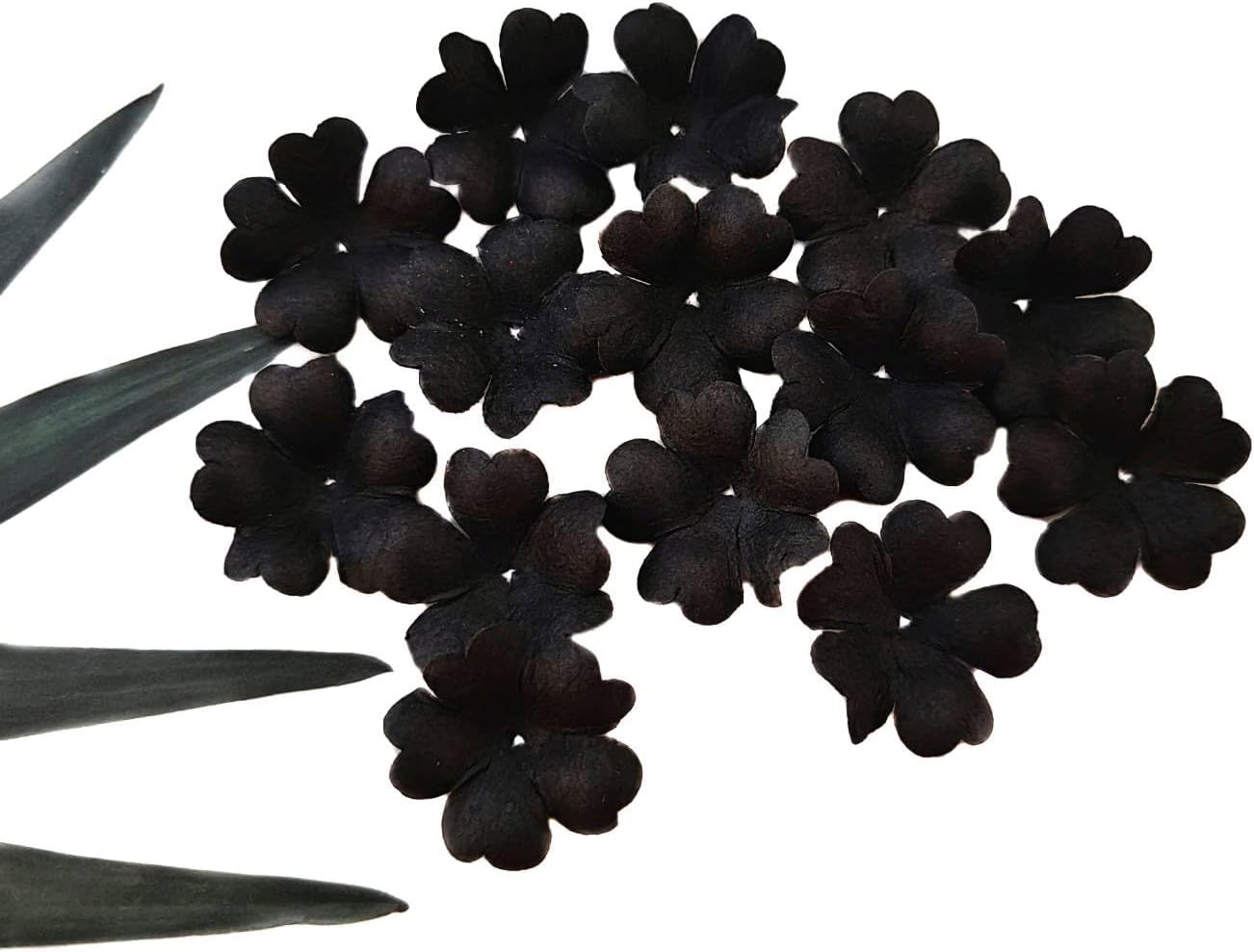 HukDok Black Mulberry Paper Flower Petals 50pcs Heart Shape