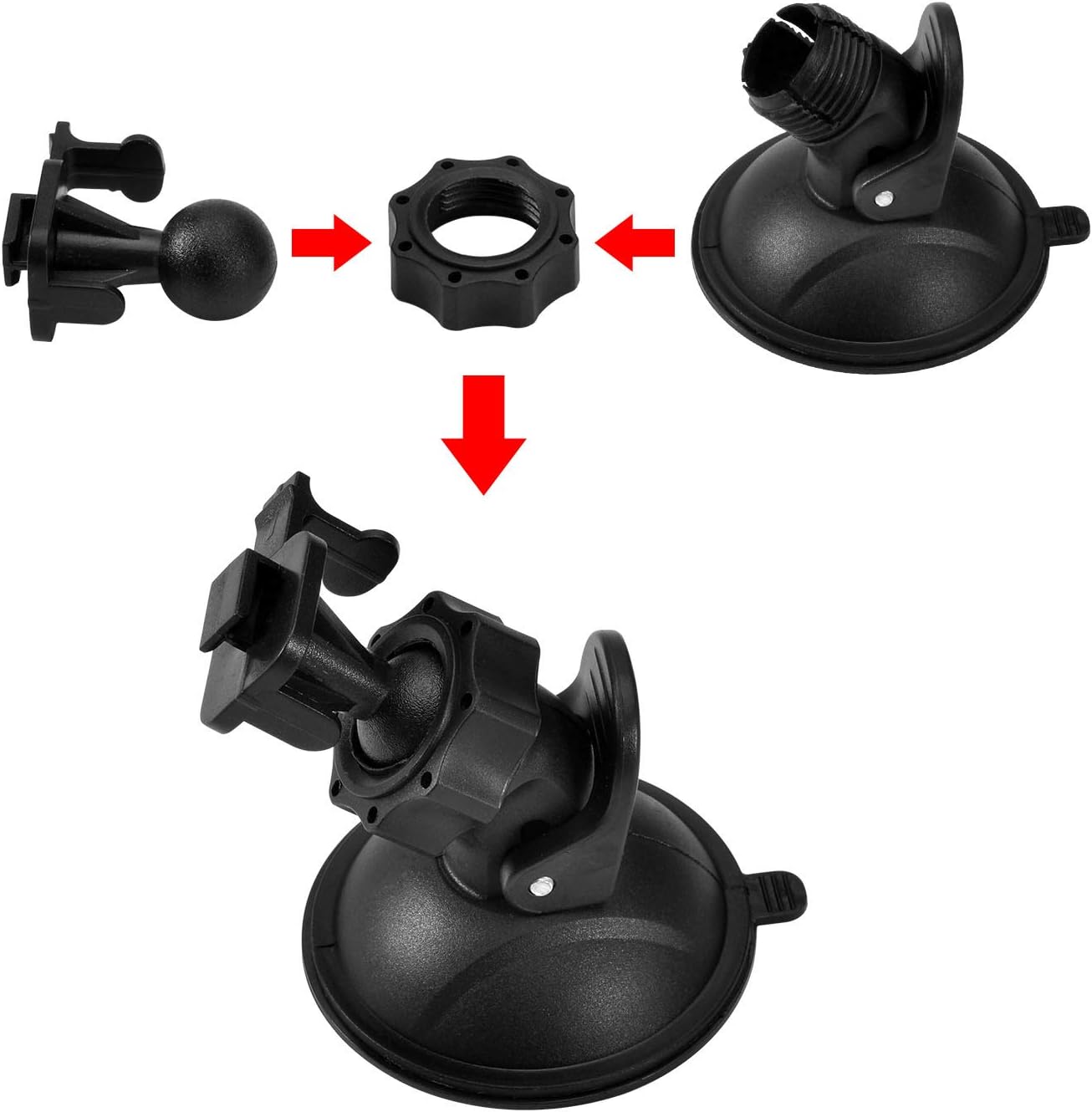 Dash Cam Suction Cup Mount and Glue Adapter for Multiple Models