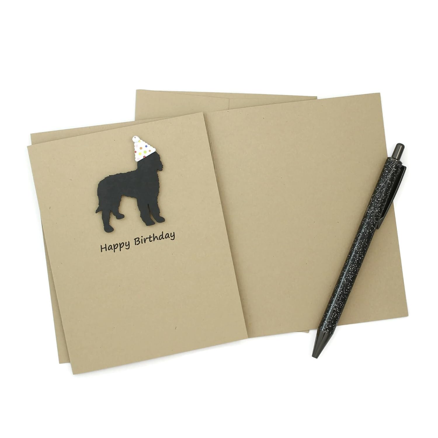 Black Doodle Birthday Card with Confetti Hat