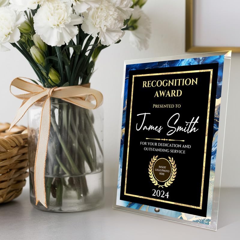 8x10 Personalized Glass Plaque for Awards and Recognition