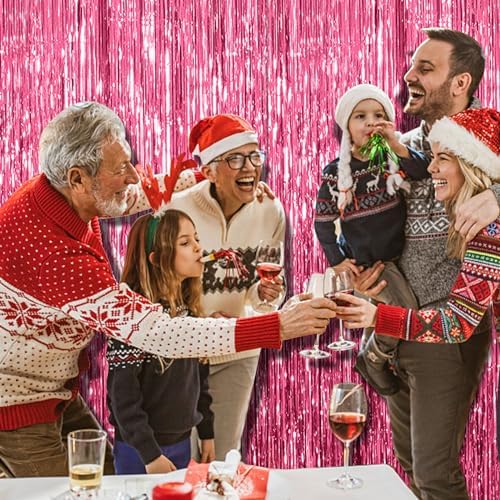 2 Pack Pink Tinsel Backdrop Party Decorations