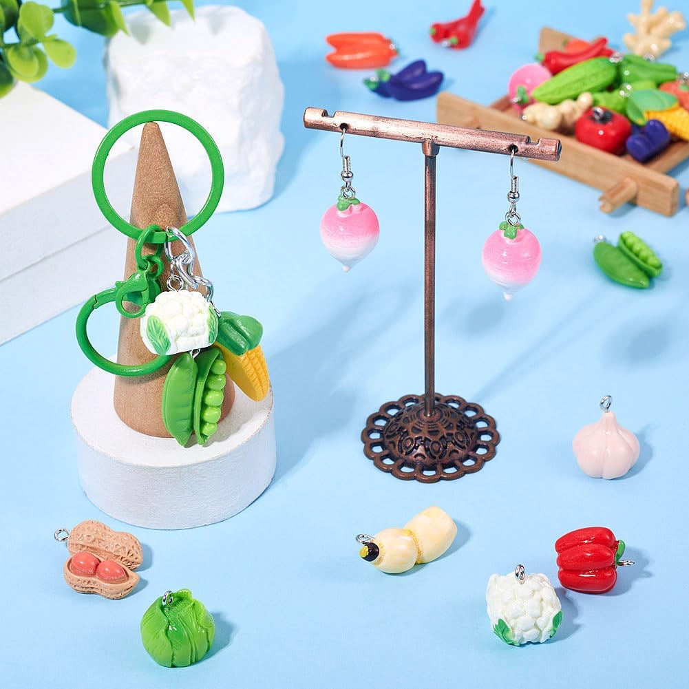FASHEWELRY 36 Pcs Resin Vegetable Pendants with Loops